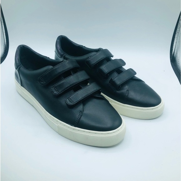 Tory Burch Tory Sport Black Leather Triple Velcro Strap Sneakers / Size 10.5M